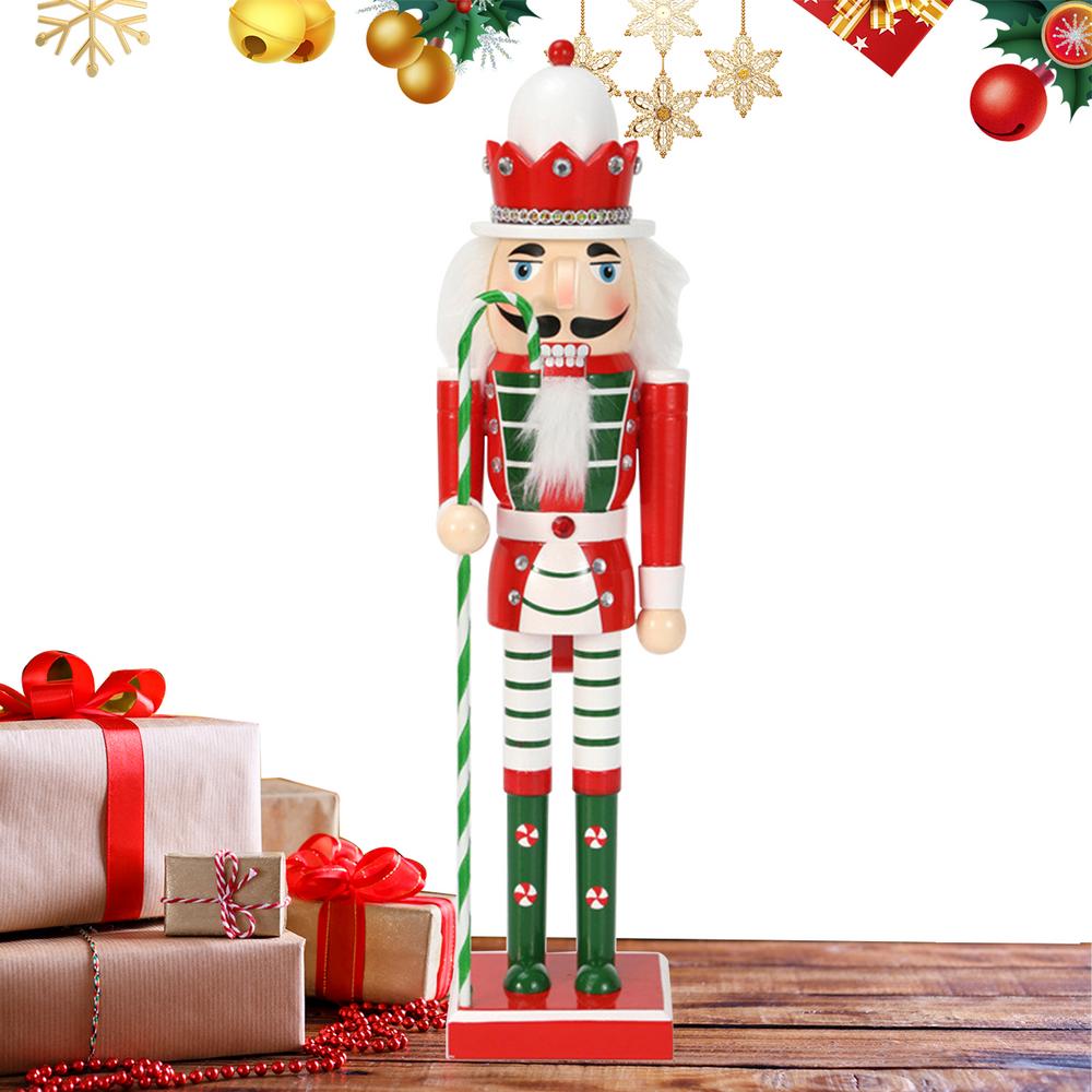 Nutcracker Christmas Ornaments Seasonal Pendants Wooden Nutcracker Figurine For Bedroom Living Room Fireplace Bookshelf Holiday