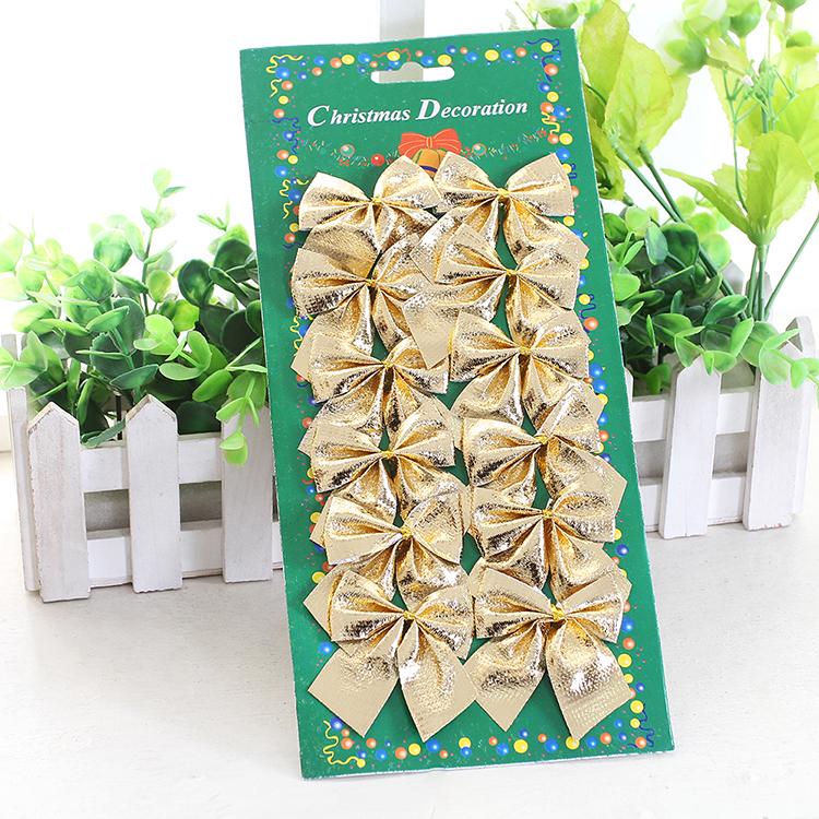 Набор из 12 золотых и красных бантов для украшения рождественской елки