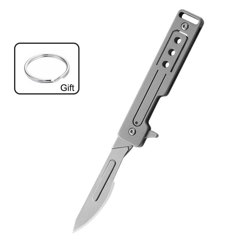 Stainless Steel Mini Folding Knife Scalpel Fast Open Unboxing Replaceable #24 Blade EDC Survival Multitool Keycahin Pocket Knife