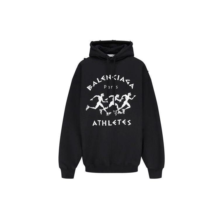 Balenciaga Athletes Logo Hoodie `Black/White` 641529TJVI71070