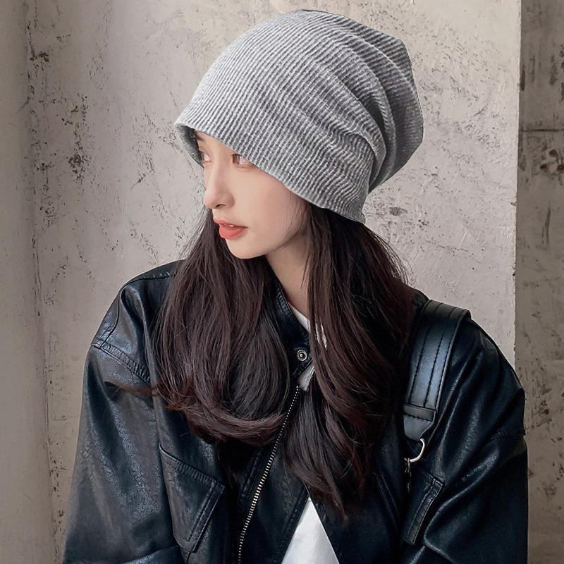 Knitted Pile Hat Children Spring and Autumn Casual Versatile Big Head Circumference Showing Face Small Pullover Cold Hat Confinement Baotou Hat