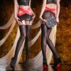 Women'S Sexy Stockings With Garter Belt Hollow Cross Lace Hip Wrap Oil Shiny Glossy Sheer Sockings Transparent High Socks