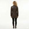 Genuine Real Lambskin Leather Dark Brown Handmade Trench Coat Women Stylish Fit