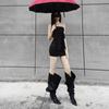 Fashion 2024 Style Fashion Pointed Toe Boots Pleated Over-the-Knee Boots Women’s Wide Cowboy Boots for Women
