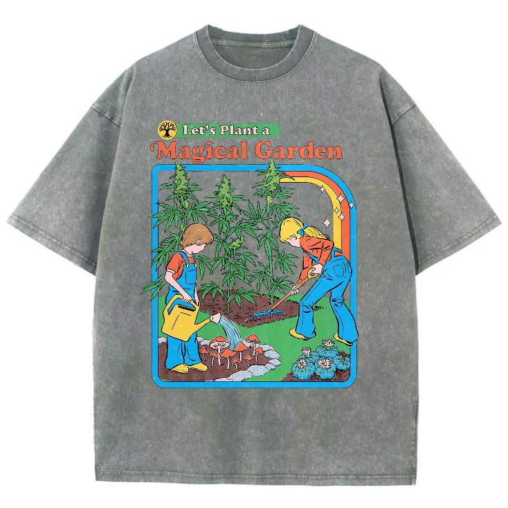 

Я сажаю цветы в саду аниме женская спортивная футболка стираная модная одежда хлопок свободный короткий рукав ретро 3XL