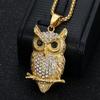 Fashion Gold Color Iced Out Owl Pendant Necklace For Women Men Stainless Steel Hip Hop Animal Jewelry Couple Gift Wholesale