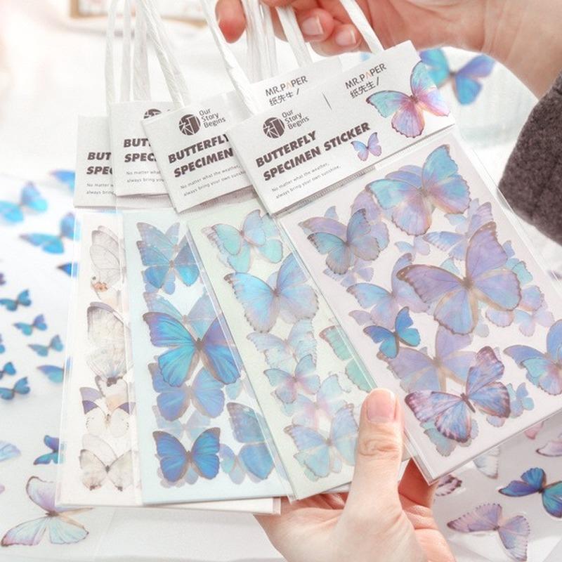 2Bag Butterfly Series Daily Deco Washi Diary Stickers Scrapbook Journal Doodling Stationery Hand Account