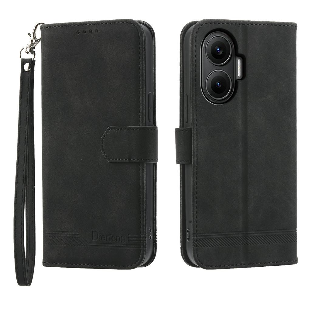 DIERFENG DF-03 For Xiaomi Poco F7 5G/Redmi Turbo 4 Pro 5G Case Lines Imprint Wallet Leather Phone Cover