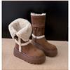Women's two wear plus size soft sole winter warm fur one snow boots padded lined ankle boots non-slip hiking casual sports cotton boots