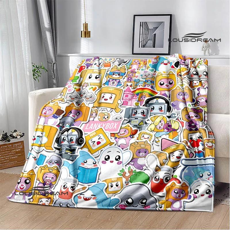 Lankybox Foxy Boxy cute Printed blanket picnic blanket Flannel Warm blanket Soft Cozy Blanket Home travel blanket Birthday Gift