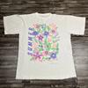 Vintage 90s Floral Graphic Tshirt Floral Colorful White XXL 2X Unisex Casual VTG
