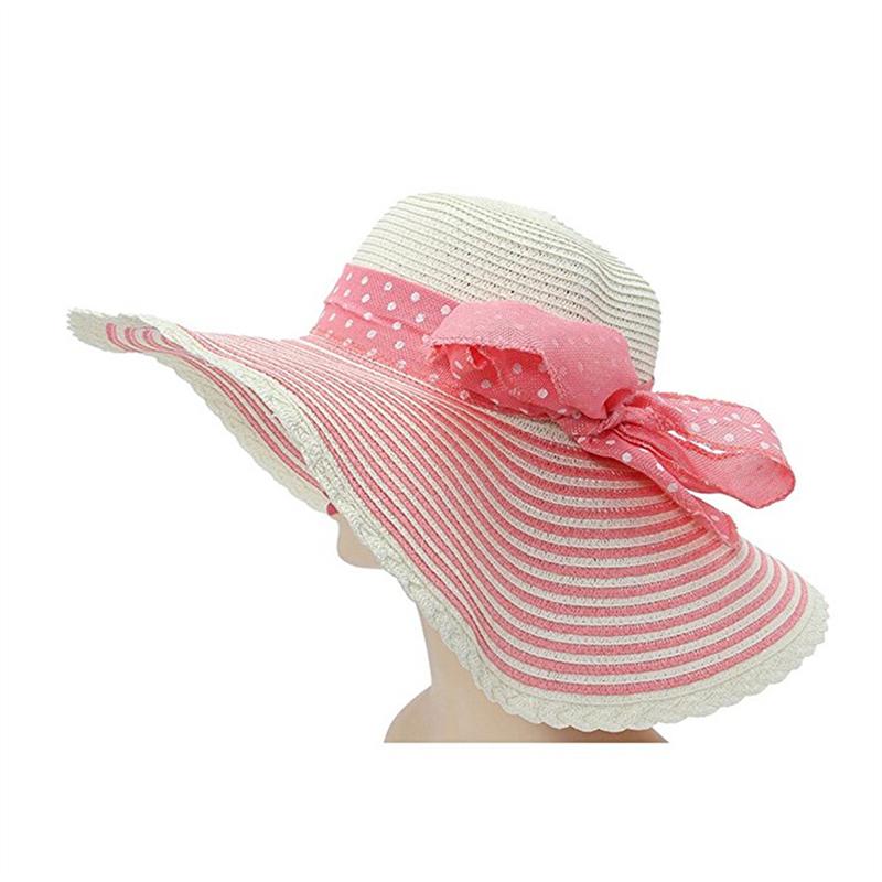 Women's Wide Brim Bowknot Summer Caps 