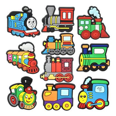 10Pcs Cute Train Cartoon Series PVC Shoe Charms for Shoe Decorations