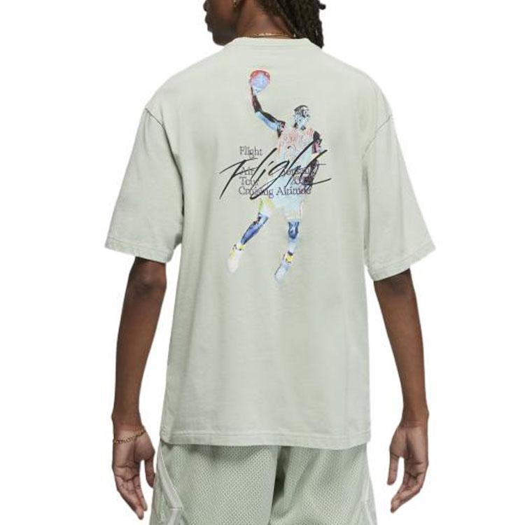 Jordan Character Letter Print Casual Crew Neck Short Sleeve T-Shirt Men Tops Aqua-Blue DM1445-017