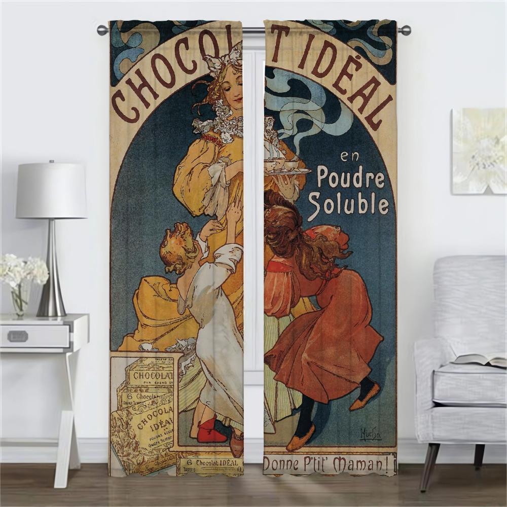 Alphonse Mucha Curtains Living Room Curtain Panel Blinds Halloween Decoration Home Interior Partition For Made Of Polyester