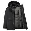 2025 Men's Winter Mid-Length Detachable Liner Down Jacket - Thick & Warm Outerwear