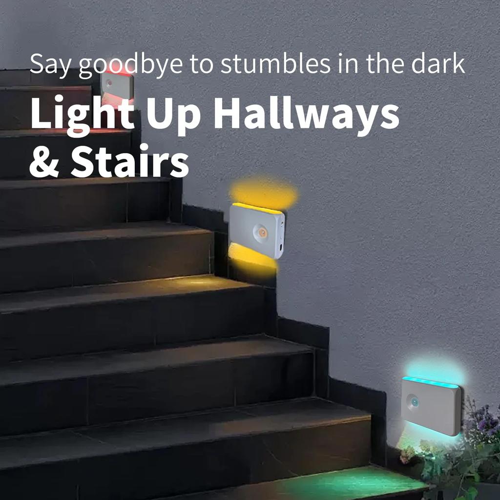 Rechargeable LED Human Body Sensor Light Motion Sensor Night Light Magnetic Cabinet Lights RGB Wall Lights for Bedroom Corridors