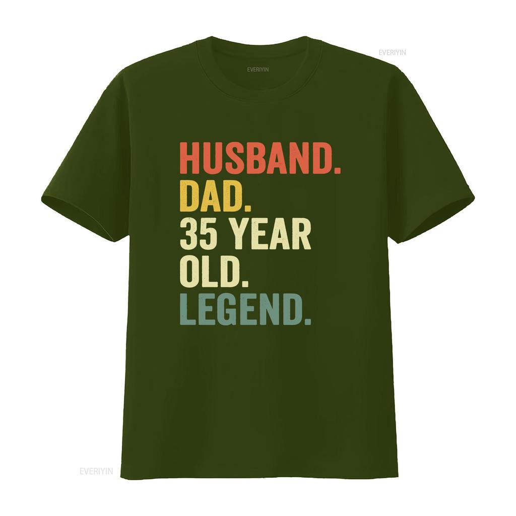 Retro Vintage Unisexs 35th Birthday Husband Dad 35 Year Old Legend Print Casual T Shirt Vintage Breathable Versatile