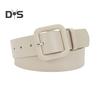 Women Belt Multi Holes Adjustable Length Square Buckle Faux Leather Waistband Jeans Dress Coats Candy Color Belt
