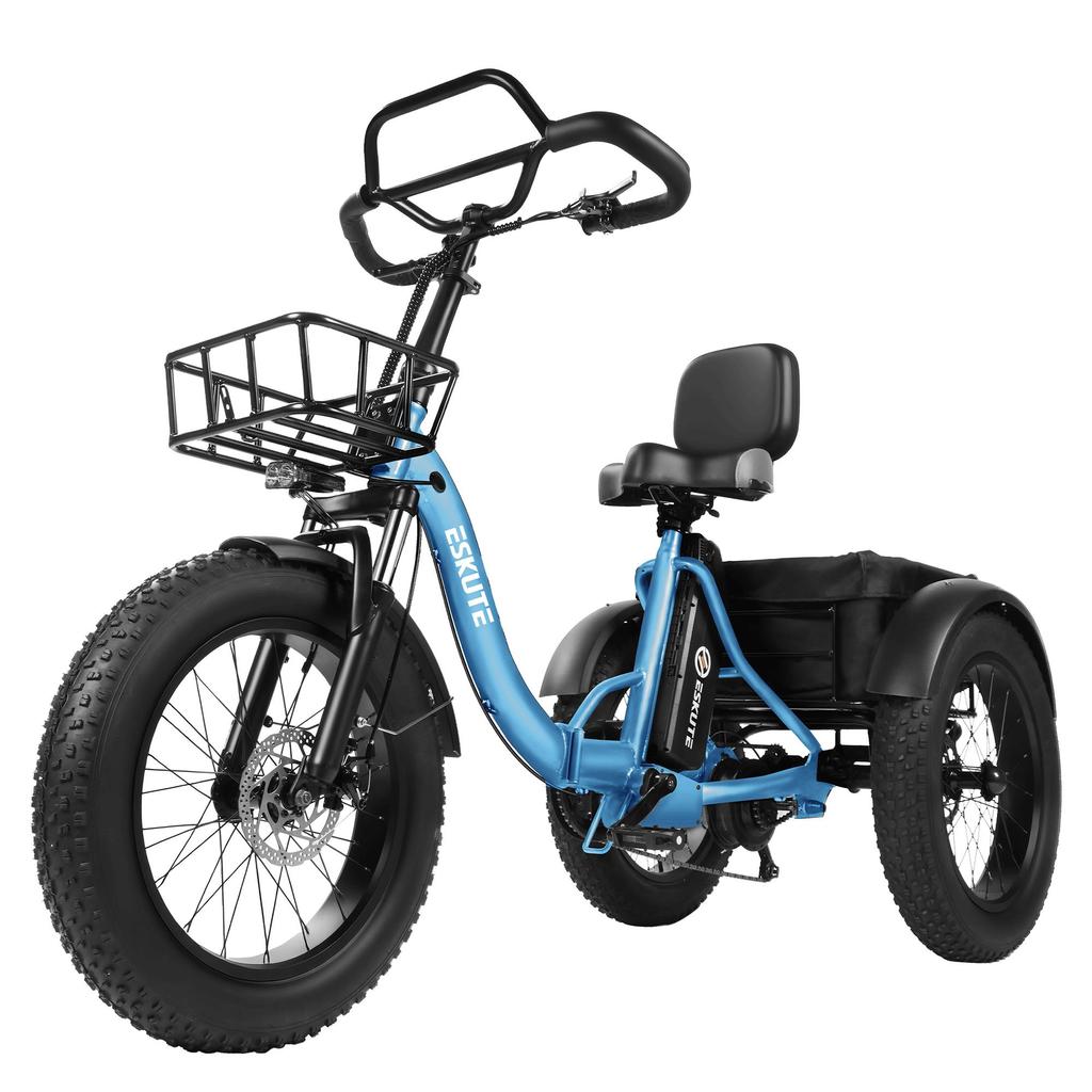 ESKUTE T302 Pro Elektrische Bakfiets, 48V 20.8Ah Batterij, met Achterzitje met Rugleuning & Voor-/Achtermandjes