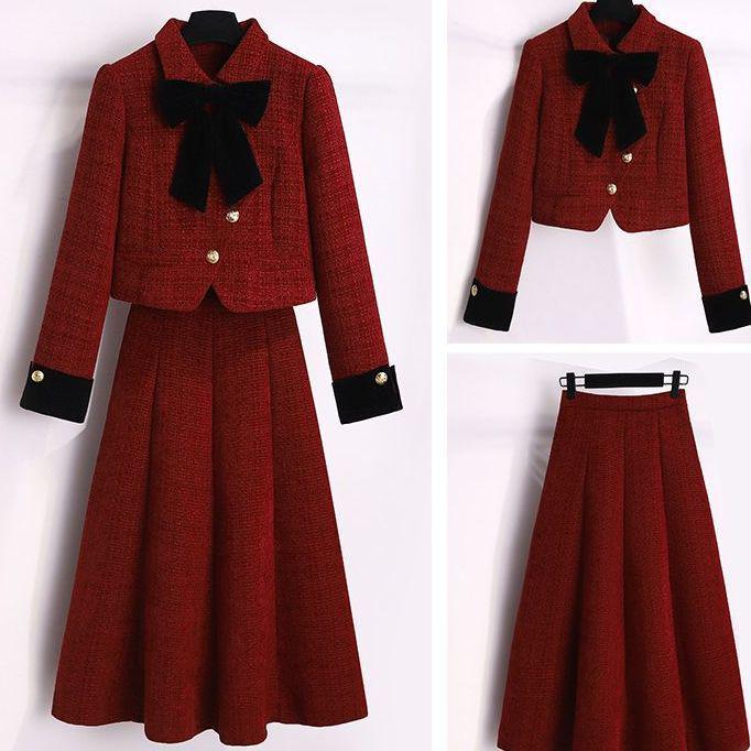 Women's Festive Slim-Fit Coco-Style Suit Skirt Set - Spring/Autumn 2026