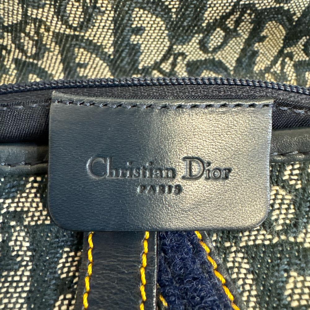 Dior Trotter Canvas Saddle Shoulder Bag Navy Canvas Used