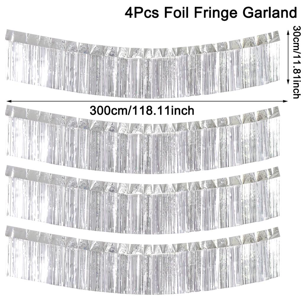 30x300CM Party Backdrop Foil Fringe Garland Metallic Tinsel Streamers Banner Hanging for Birthday Wedding Christmas Decorations