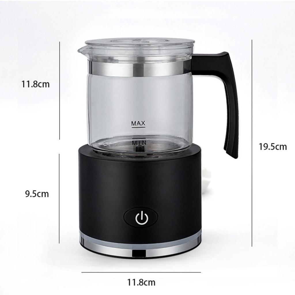 Household Small Milk Foam Machine, Separate Handheld Electric Milk Beater, Hot and Cold Stirring Milk Heater, Capacity: 450ml Abs + Glass YJKJ