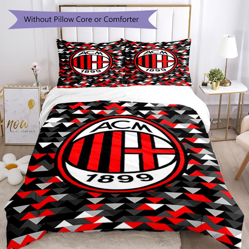 3pcs AC Milan Bedding Set Duvet Cover Closure Includes 1 Duvet Cover & 2 Pillowcases, Soft and Comfortable for All Seasons.