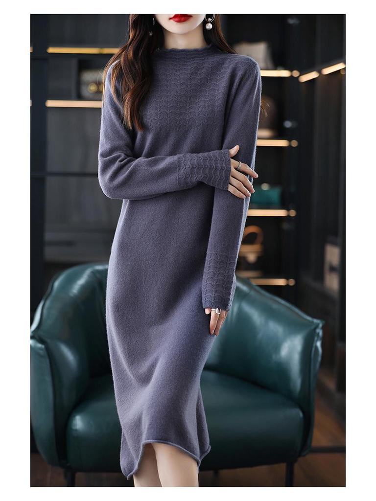 2025 Autumn/Winter Petite Loose Sweater, Semi-High Neck, Casual Knit Top for Middle-Aged Women.