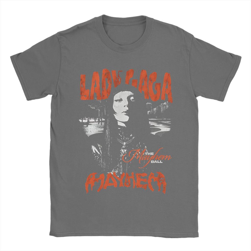 Lady Gaga  The Mayhem Ball Tour   Tshirt Unisex Cotton Top Tee Harajuku  Round Neck Short Sleeve