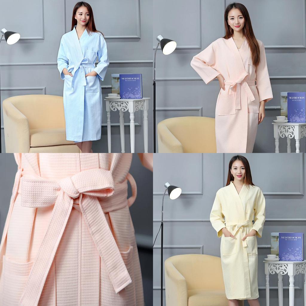 Hotel Cotton Waffle Weave Bathrobe With Embroidered Logo For Spa And Hospitality Use