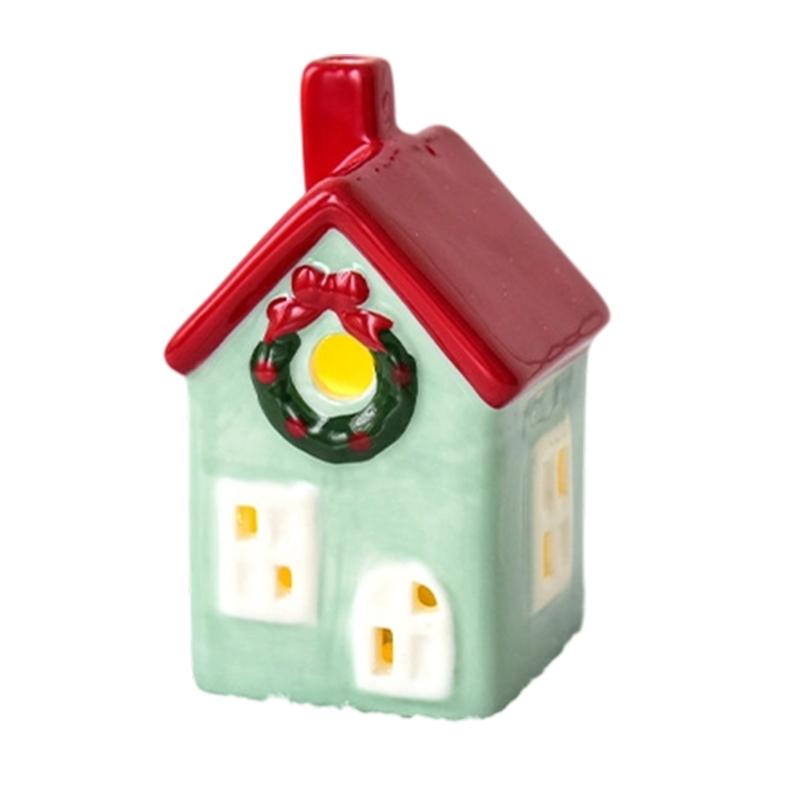 

Miniature Ceramic Holiday House Battery Powered Winter Village Display Ideal For Collectors Festival Display Accent