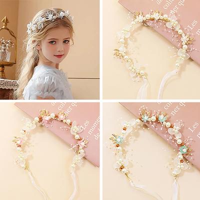 Frühling Böhmischen Mädchen Braut Perle Haar Kopfschmuck Blume Kranz Braut Girlande Kopf Hoop Stirnbänder Haar Schmuck Kinder Geschenke