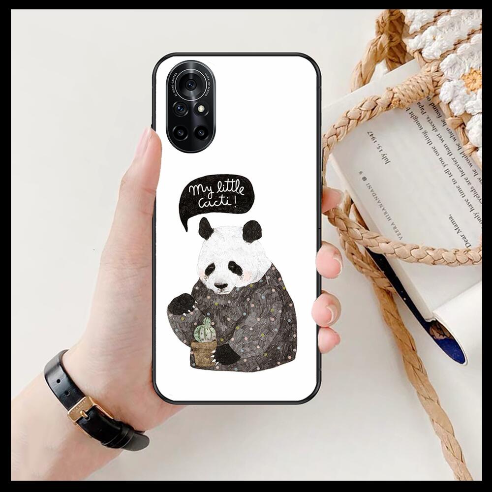 Super Cute Panda Clear pouzdro na telefon pro Huawei Honor 20 10 9 8A 7 5T X Pro Lite 5G Black Etui Coque Hoesjes Comic Fash design
