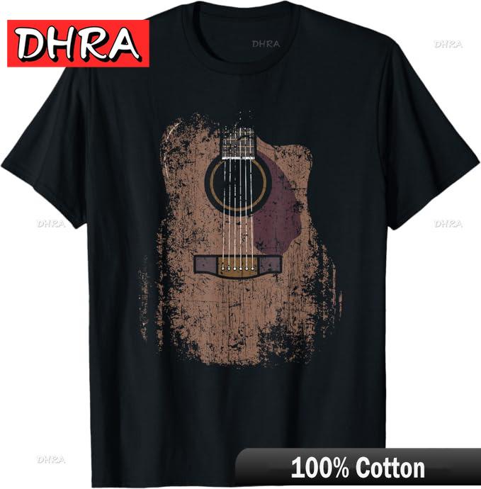 

Distressed Acoustic Guitar T-Shirt Vintage Style Guitar Graphic Unisex Tshirts Trendy Classic Comfy Tops Hip Hop Compression 4XL