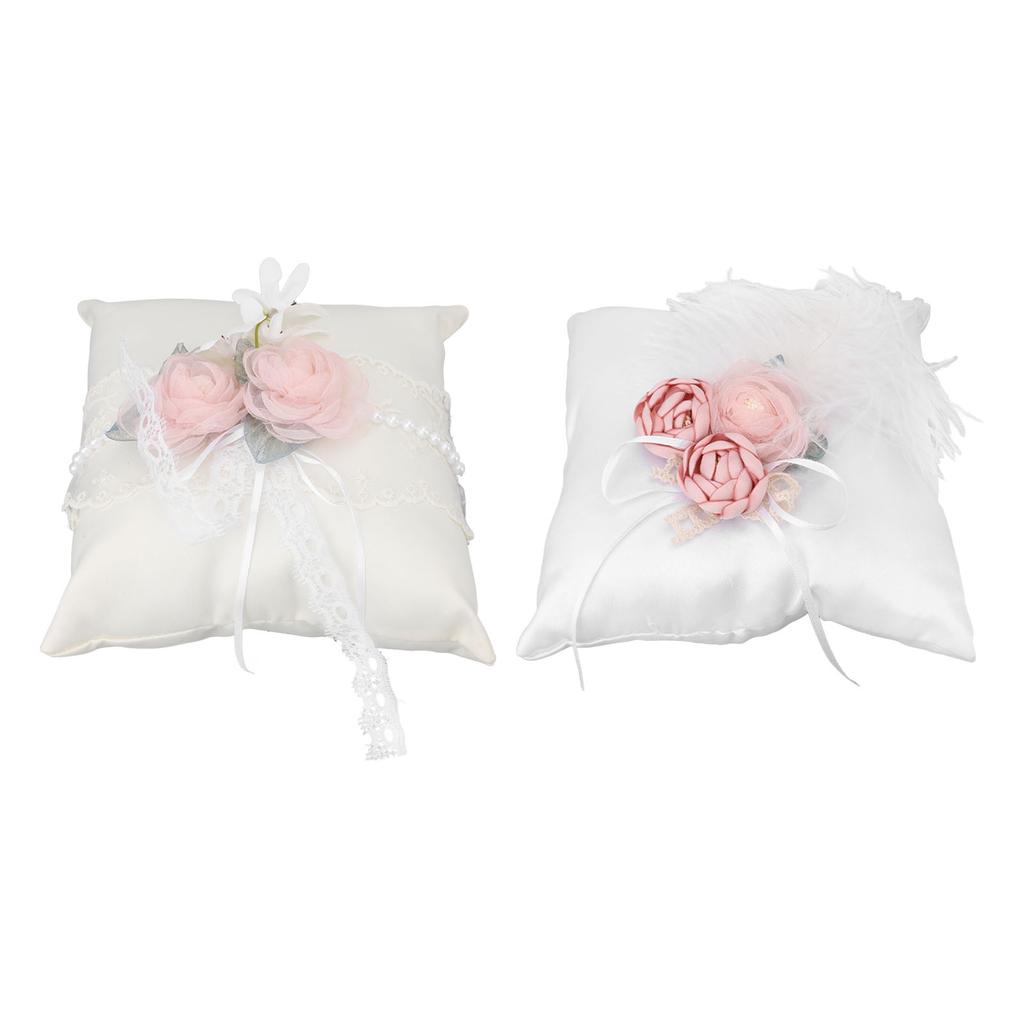 Mini Wedding Pillow Flower Decorative Wedding Engagement Display Bearer Pillow for Ceremony Proposal