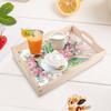 Wooden Girl Girl Diamond Painting Tray Handicraft with Handles Rectangular Diamond Decorative Serving Tray for Desk Coffee Table