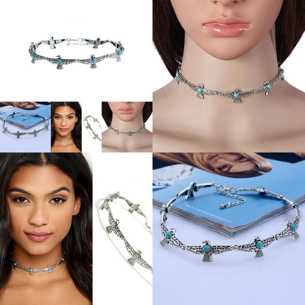 Collier Géométrique Bohème Bohémien avec Motif d'Oiseau Décor en Turquoise Artificielle Pour Femmes Bijoux de Mode
