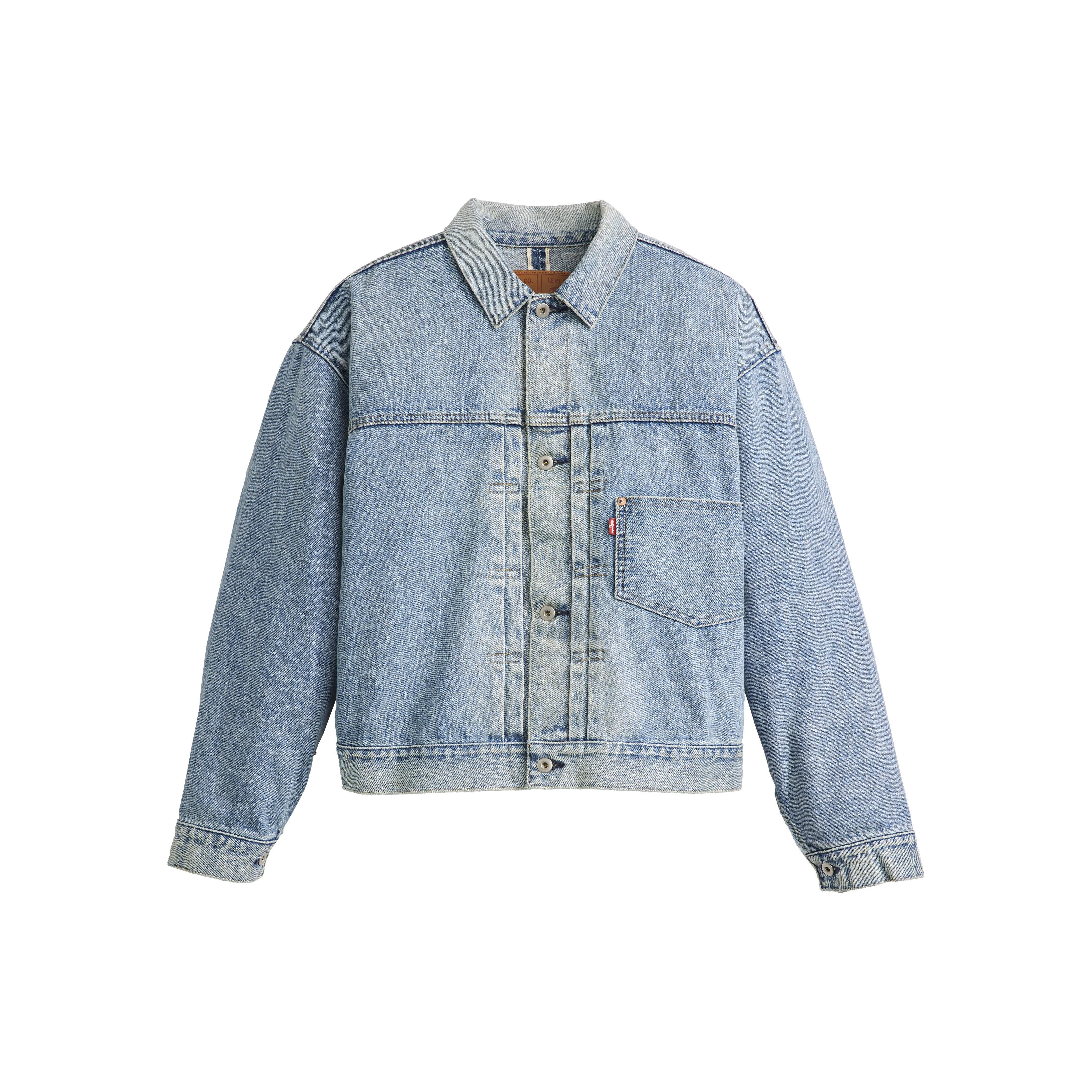 

Коллаборация Levis X Beams SS24 Серия Super Wide V2 Однобортная джинсовая куртка с лацканами Унисекс куртка Светло-голубая A8424-0001 L