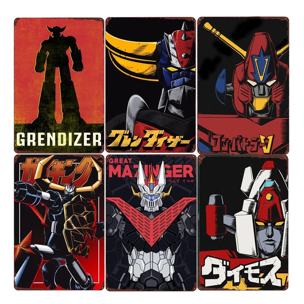 Sci-Fi Animation Blechschild Vintage Anime Roboter Cartoon Filmposter Man Cave Wandplatte Schilder Dekor Shabby Garage Blechschilder