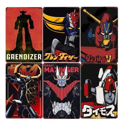 Sci-Fi Animation Tin Sign Vintage Anime Robot Cartoon Film Poster Man Cave Wall Plate Signs Decor Shabby Garage Tinplate Plaq
