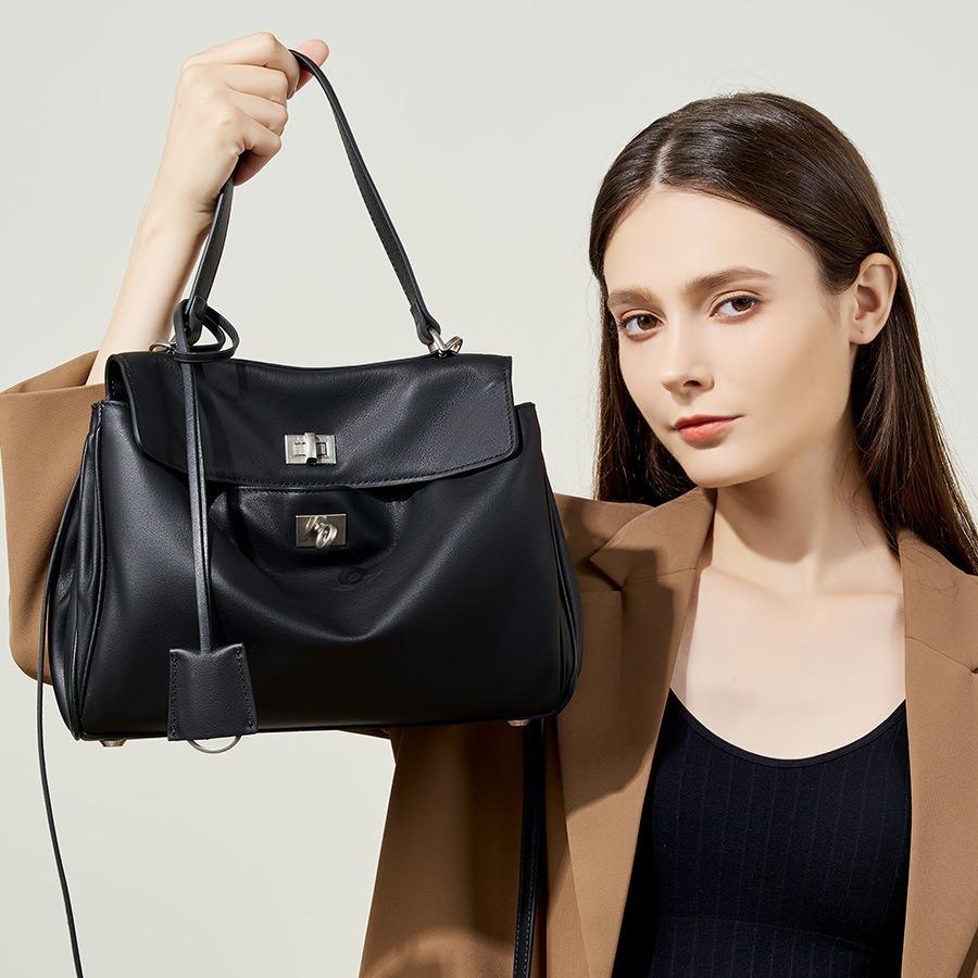 Geantă de mână mare din piele, netedă, de umăr, nouă, tip tote, pentru navetă, cu închizătoare, geantă de sub braț