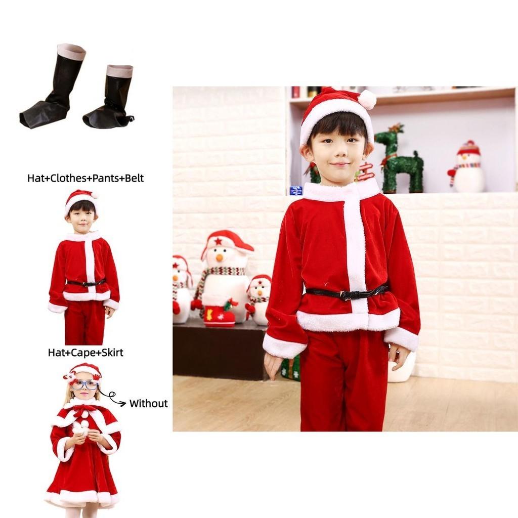 Christmas Attire For Children Vibrant Red Santa Costume With Plush Fabric