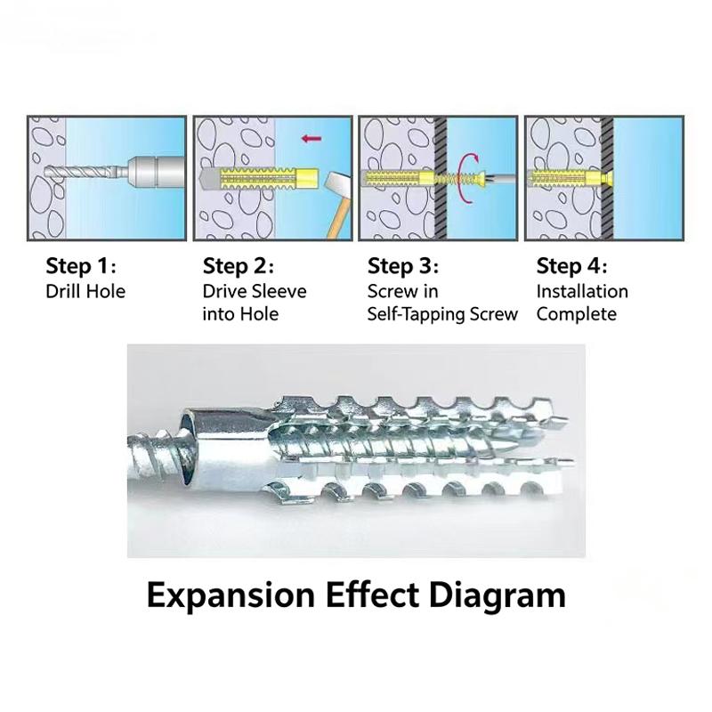 Light Duty Metal Expansion Anchors 1Pcs Strong Load Anti-Loosening Design for Household Shelf Mounting Repair