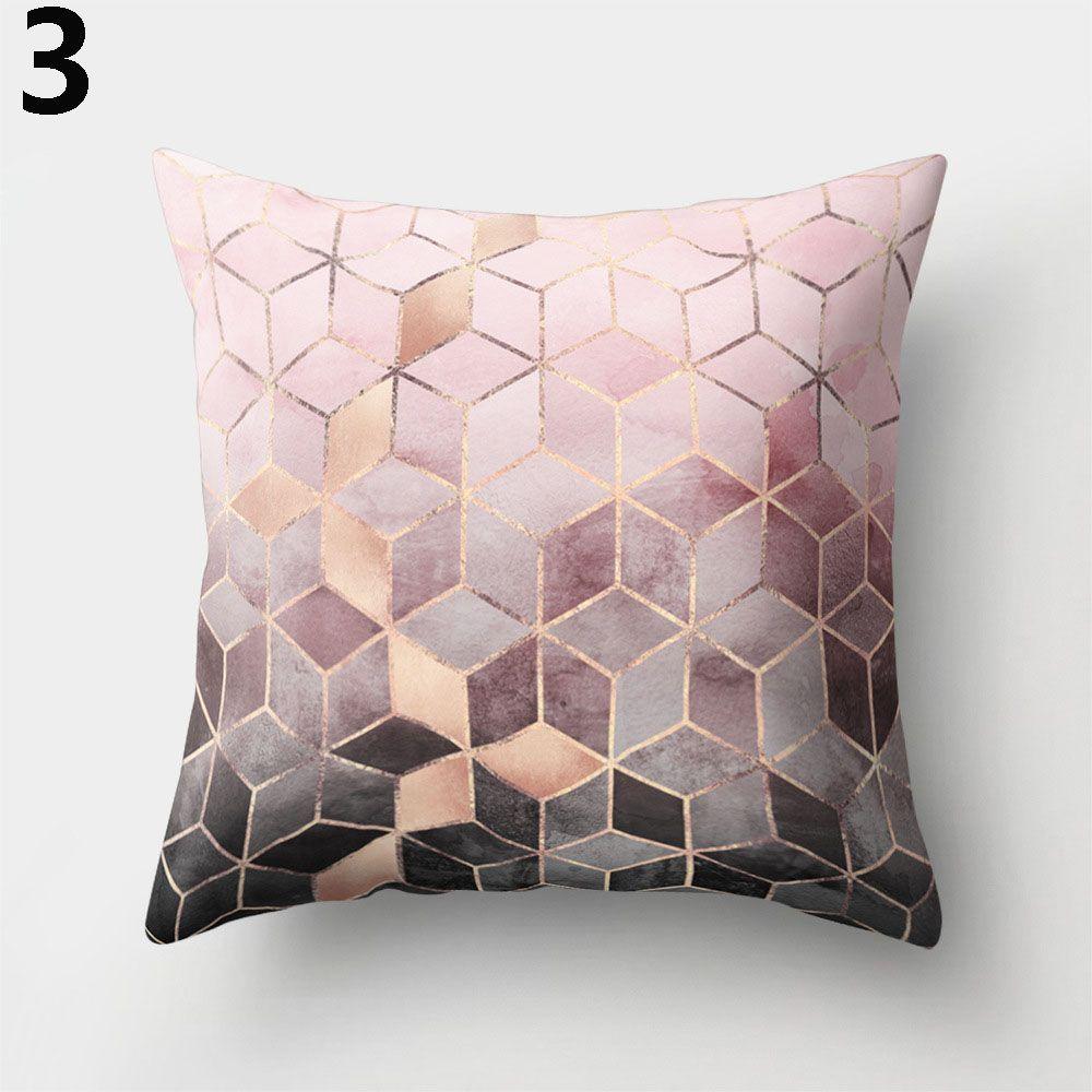Gold Shining Home Decor Car Seat Peach Skin Cashmere Cushion Cover Pillow Cases Geometric Printed