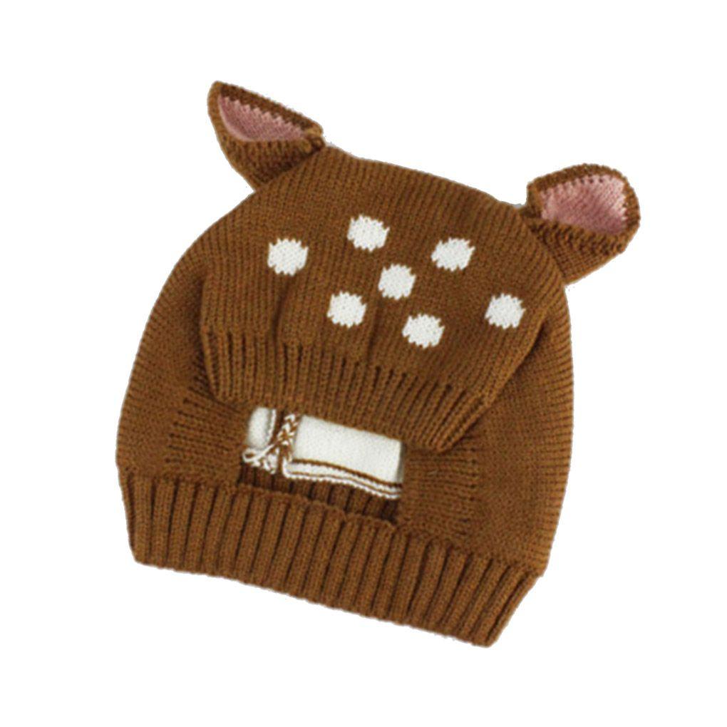 Kids Children Deer Shape Knit Hat Cap Boy Girl Warm Ear Protect Beanie Bonnet