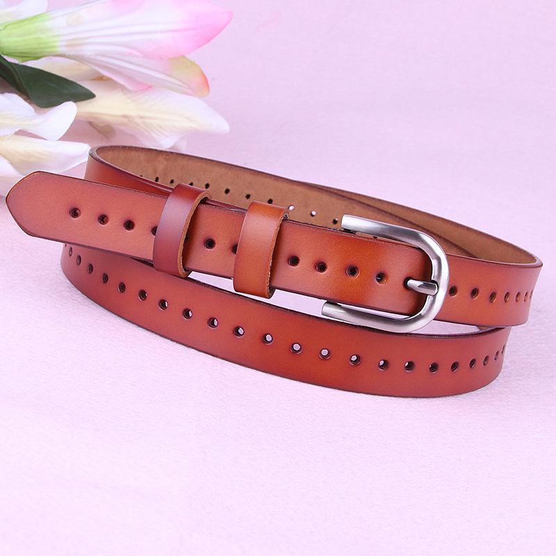 Women'S Hollow Leather Belt Women'S Pin Buckle Casual Women'S Belt Decorated Jeans Belt 628