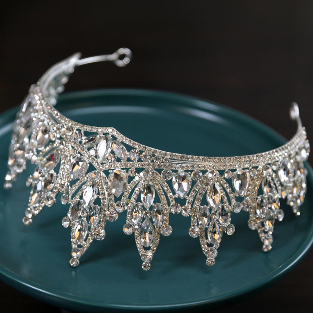 Wedding Crown Silver Alloy Bridal Headband Sparkly Rhinestone Tiara for Masquerade Ball Banquet Cosplay Party Accessories