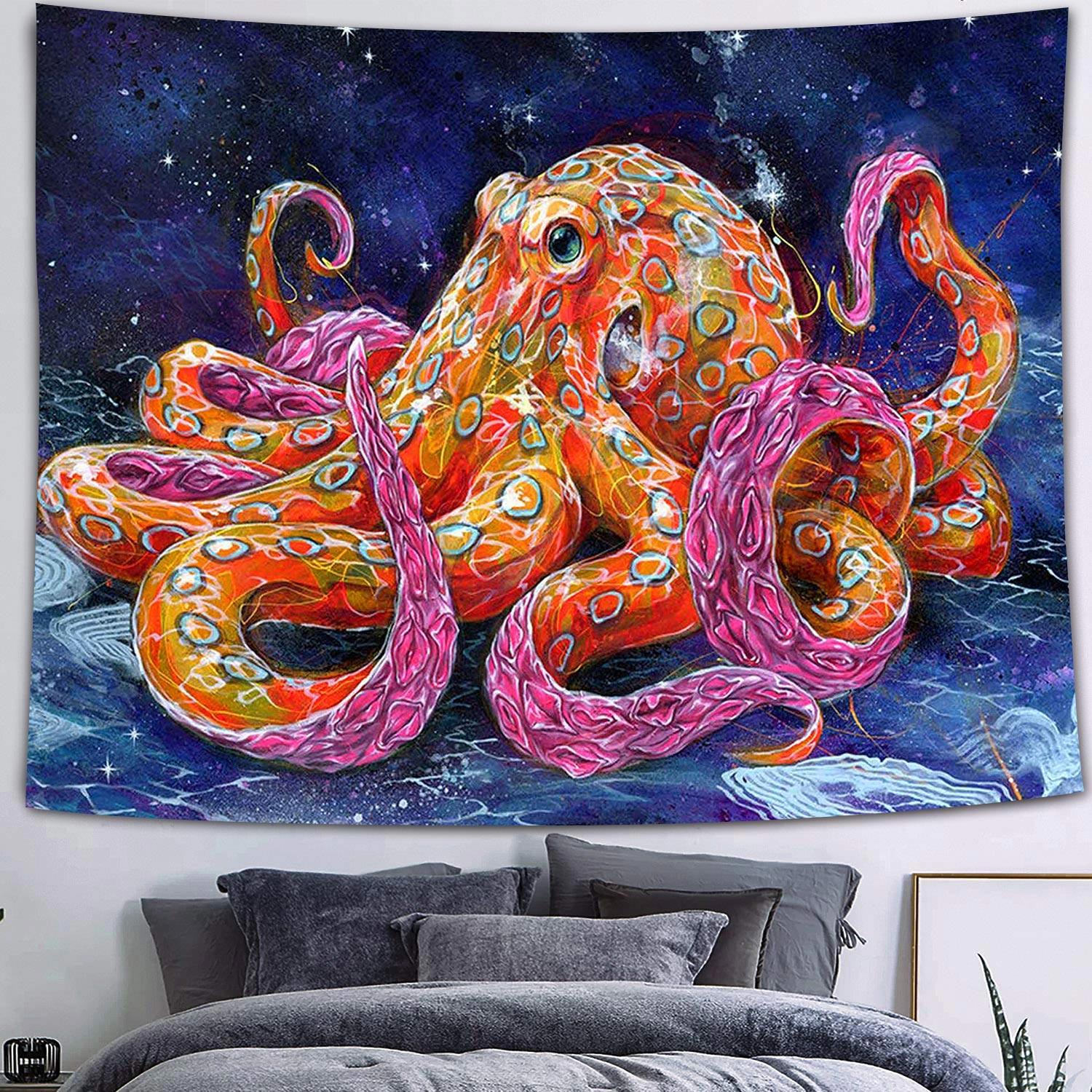 Неоновый цвет гобелен с черепом — фото 9